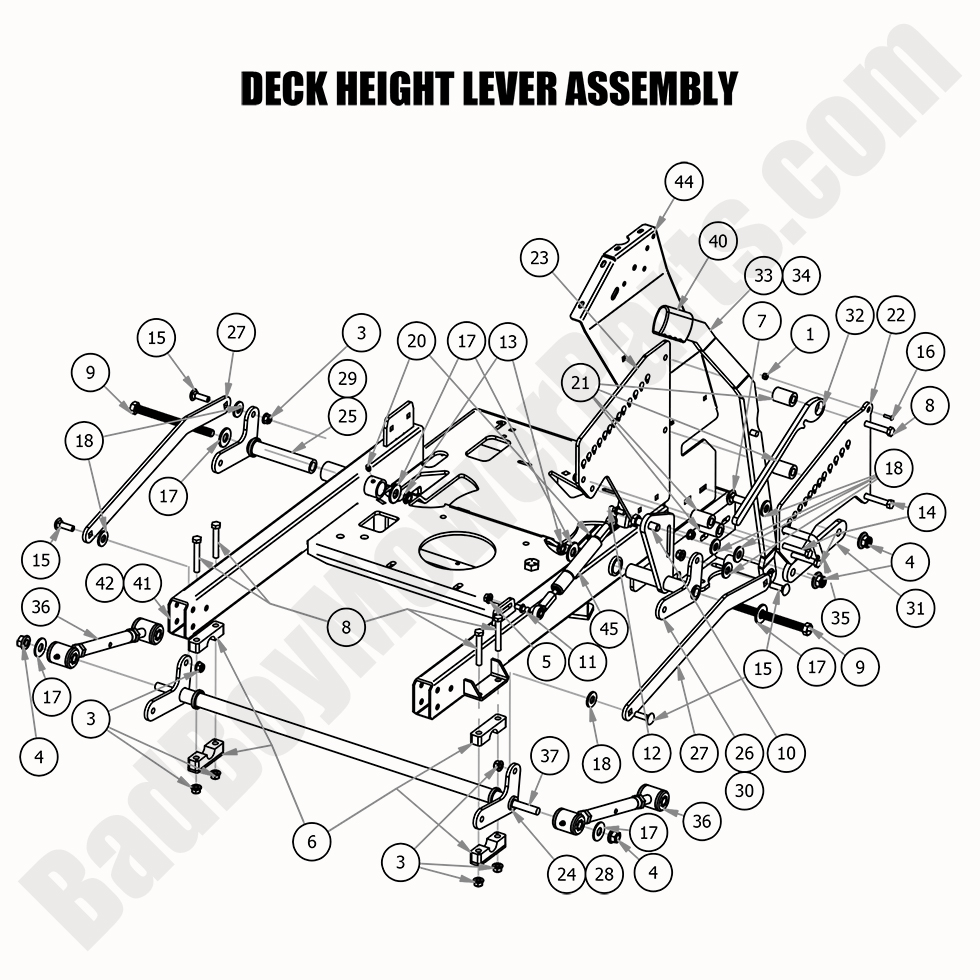 2443 - Bad Boy Mower Parts Lookup > 2020 > Revolt > Deck Height Lever Assembly